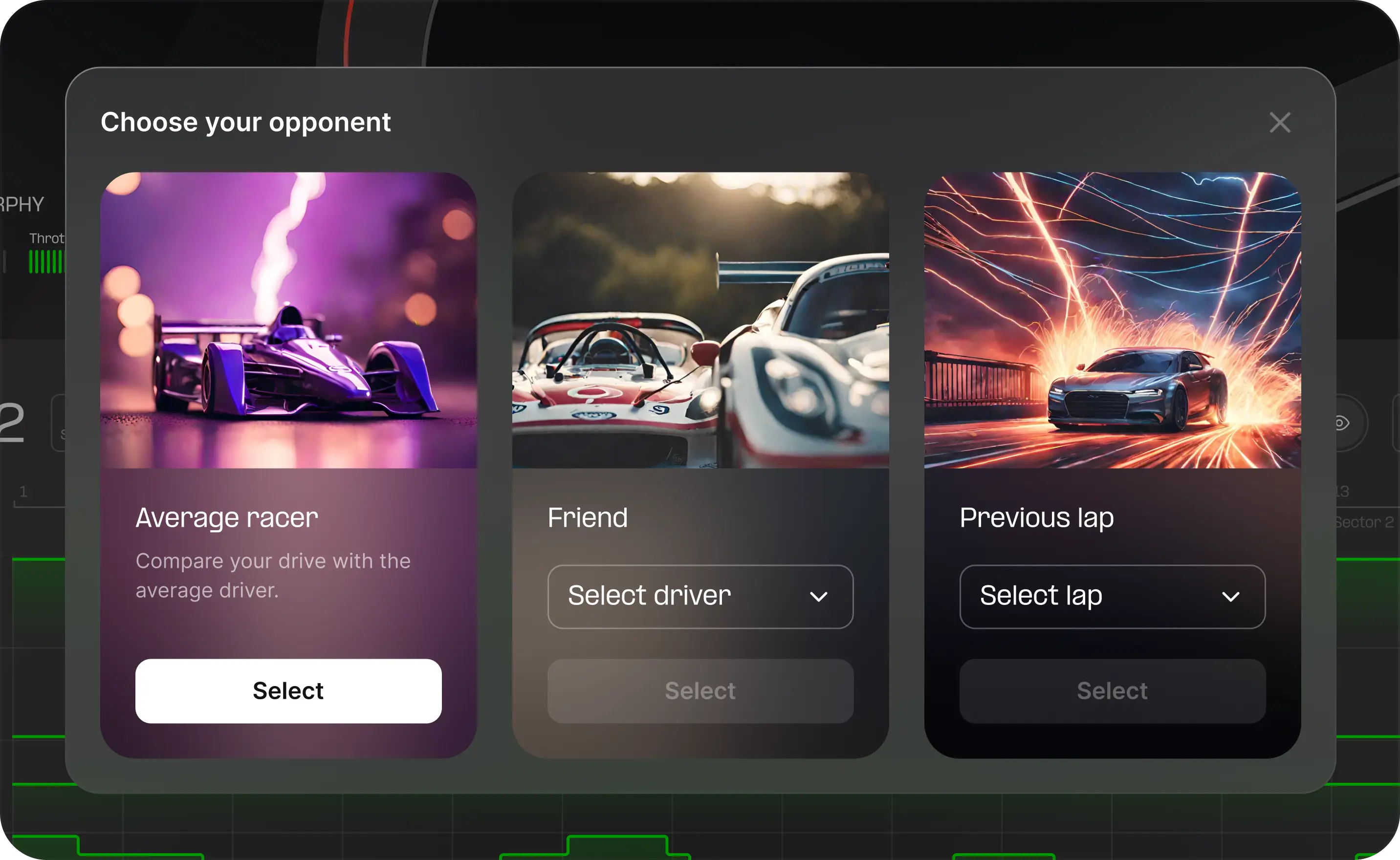 Racemake Select Drivers UI Modal